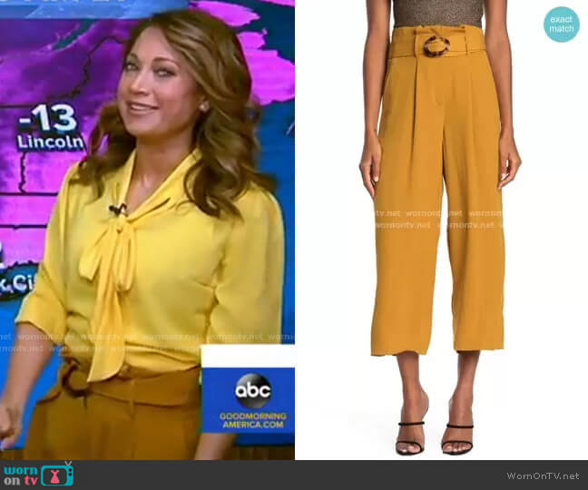 Belted Wide Leg Pants by Moon River worn by Ginger Zee  on Good Morning America