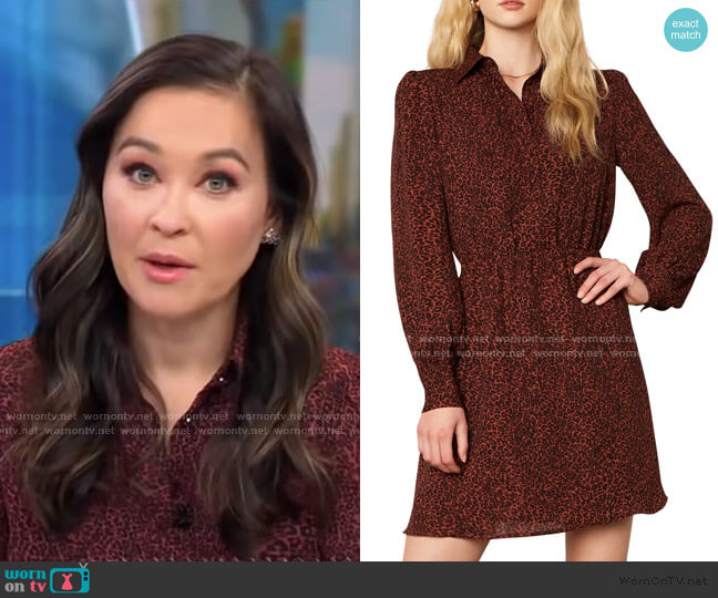Sheryl Leopard Print Long Sleeve Minidress by Cupcakes and Cashmere worn by Eva Pilgrim  on Good Morning America
