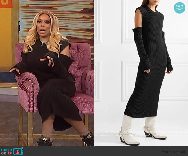 Cutout ribbed cotton midi dress by Calvin Klein worn by Wendy Williams  on The Wendy Williams Show