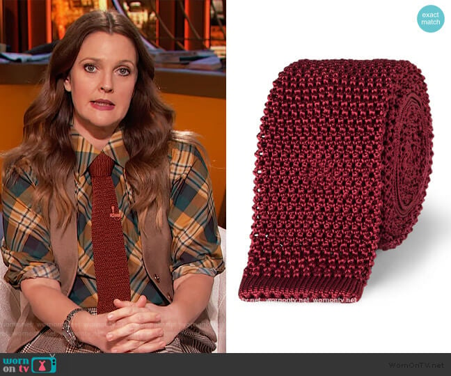 5cm Knitted Silk Tie by Charvet worn by Drew Barrymore on The Drew Barrymore Show