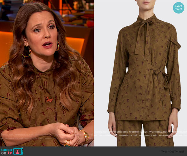 Palm Jacquard Blouse and Pants by Chloe worn by Drew Barrymore on The Drew Barrymore Show