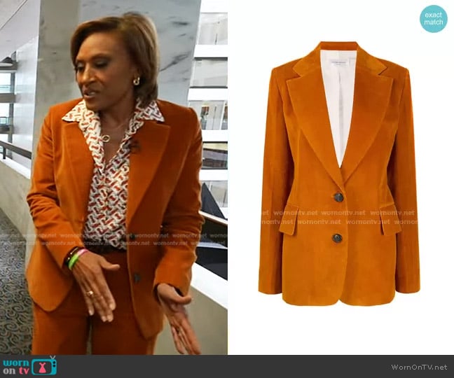 Corduroy Single-Breasted Blazer by Victoria Beckham worn by Robin Roberts on Good Morning America