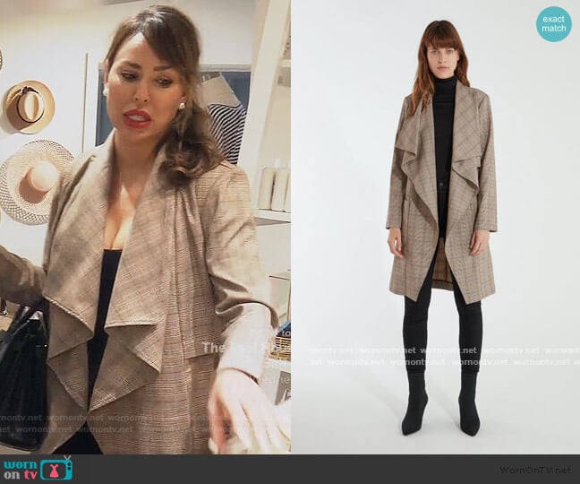 Berlin Drape Front Trench Coat by Cupcakes and Cashmere worn by Kelly Dodd on The Real Housewives of Orange County