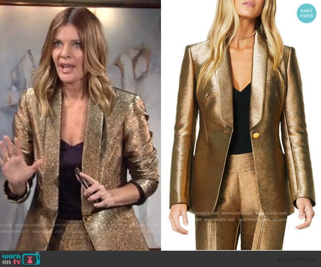 Dahlia Metallic Blazer by Ramy Brook worn by Phyllis Summers (Michelle Stafford) on The Young and the Restless