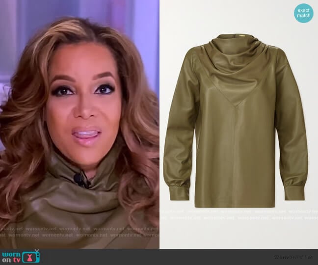 WornOnTV: Sunny’s green leather drape blouse on The View | Sunny Hostin ...