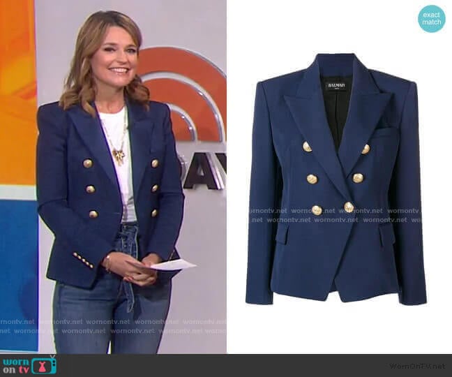 Double Breasted Blazer by Balmain worn by Savannah Guthrie  on Today