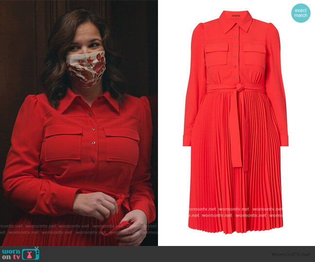 Ere Pleated Shirtdress by Elie Tahari worn by Sara Castillo (Lindsay Mendez) on All Rise