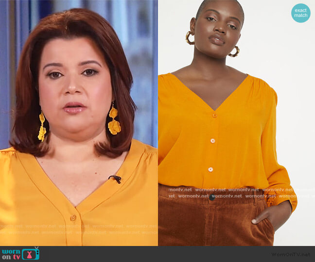 Button Down V-Neck Top by Eloquii worn by Ana Navarro on The View