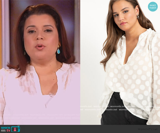 Ruffle Neck Blouse With Flounce Cuff by Eloquii worn by Ana Navarro on The View