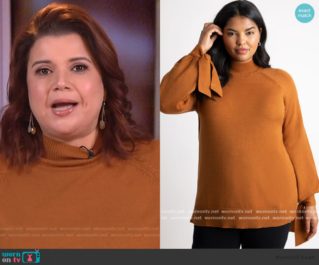 Tie Sleeve Turtleneck Sweater by Eloquii worn by Ana Navarro  on The View