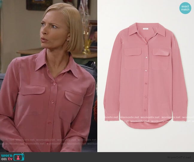 WornOnTV: Jill’s pink shirt with pockets on Mom | Jaime Pressly ...