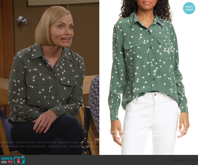 Starry Night Silk Shirt by Equipment worn by Jill Kendall (Jaime Pressly) on Mom