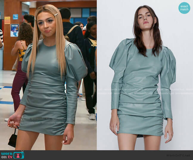 Faux Leather Dress by Zara worn by Lexi (Josie Totah) on Saved By The Bell