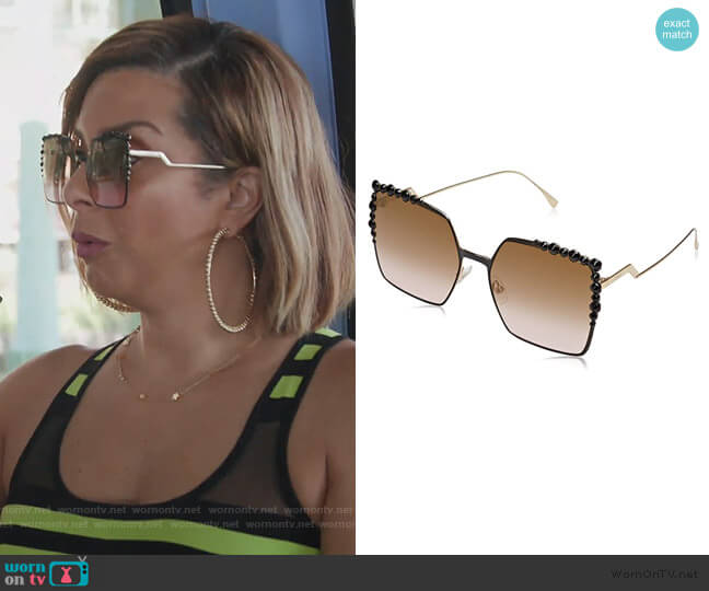 Square Sunglasses by Fendi worn by Robyn Dixon  on The Real Housewives of Potomac