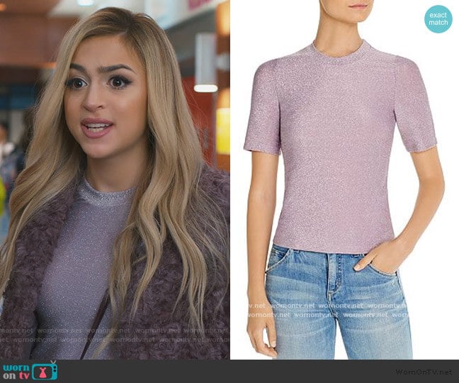 Metallic Short-Sleeve Top by Fore worn by Lexi (Josie Totah) on Saved By The Bell