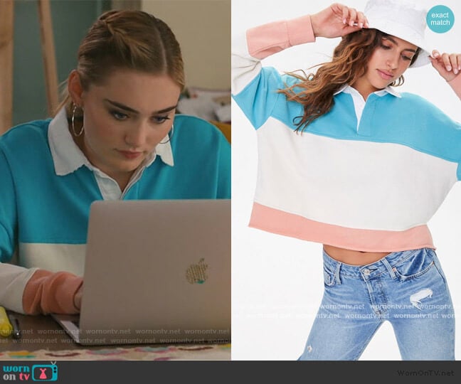 Rugby Colorblock Shirt by Forever 21 worn by Taylor Otto (Meg Donnelly) on American Housewife