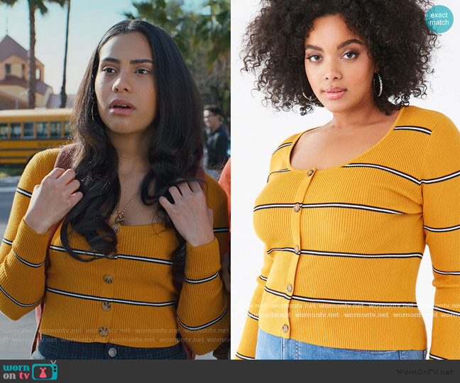 Plus Size Striped Sweater by Forever 21 worn by Daisy (Haskiri Velazquez) on Saved By The Bell