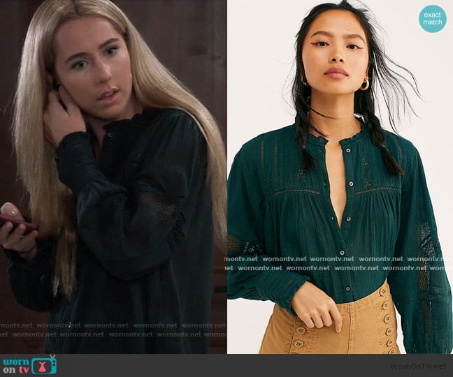 Emma Buttondown by Free People worn by Josslyn Jacks (Eden McCoy) on General Hospital