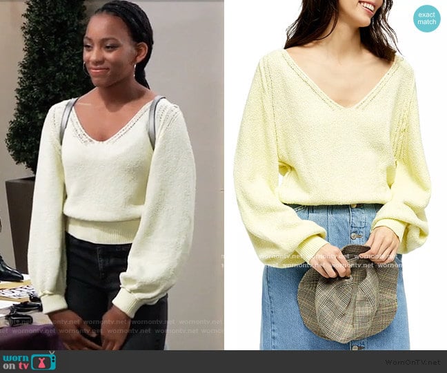 WornOnTV: Trina’s yellow open stitch sweater on General Hospital ...