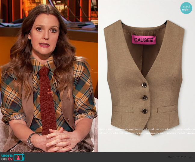Toluca wool and cashmere-blend vest by Gauge81 worn by Drew Barrymore  on The Drew Barrymore Show