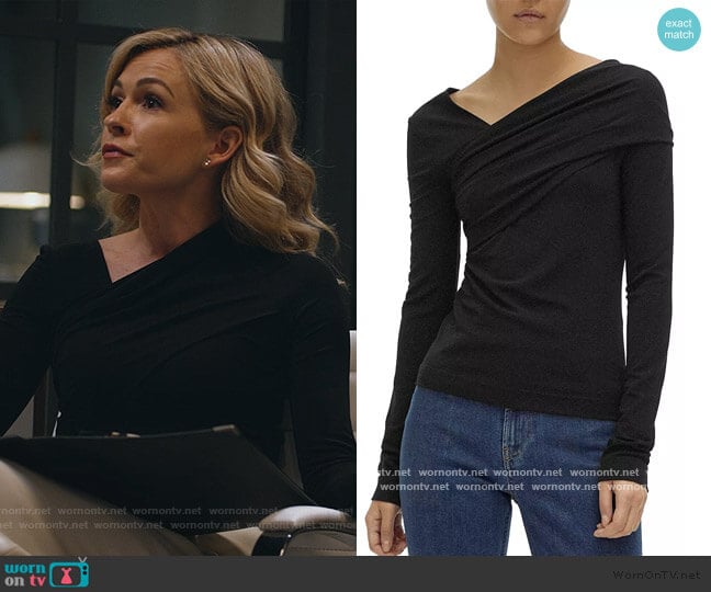 Asymmetrical-Neckline Top by Helmut Lang worn by Amy Quinn (Lindsey Gort) on All Rise