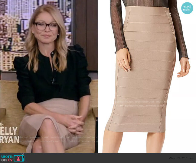 Bandage Pencil Skirt by Herve Leger worn by Kelly Ripa on Live with Kelly and Ryan