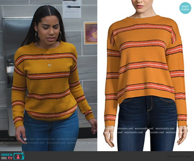 Striped Sweater by JC Penny worn by Daisy (Haskiri Velazquez) on Saved By The Bell