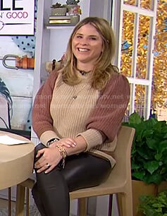 Jenna's brown and beige colorblock sweater on Today