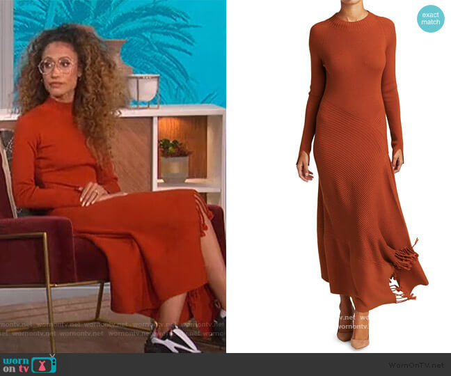 Penelope Draped Open-Back Knit Dress by Jonathan Simkhai worn by Elaine Welteroth on The Talk worn by Elaine Welteroth on The Talk