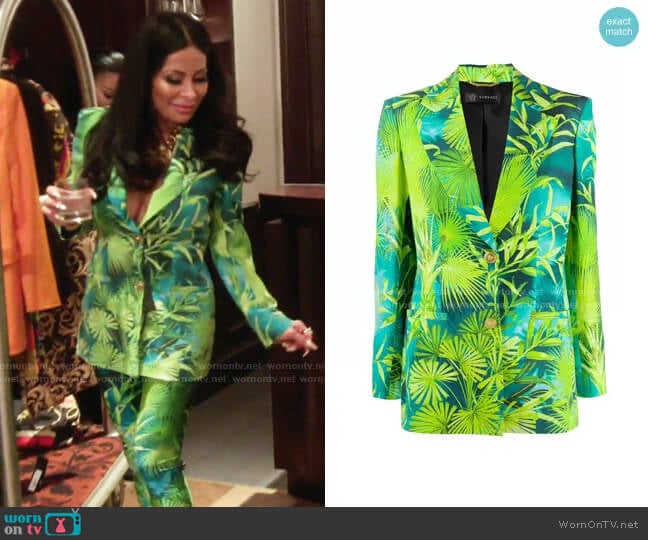 Jungle Print Blazer by Versace worn by Jen Shah on The Real Housewives of Salt Lake City