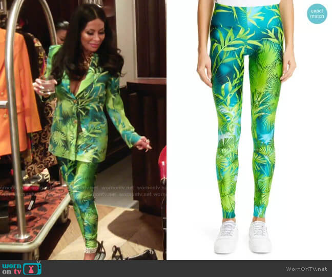 Jungle Print High Waist Leggings by Versace worn by Jen Shah on The Real Housewives of Salt Lake City