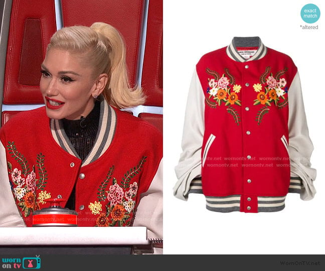 Embroidered Wool-Blend Bomber Jacket by Junya Watanabe worn by Gwen Stefani on The Voice