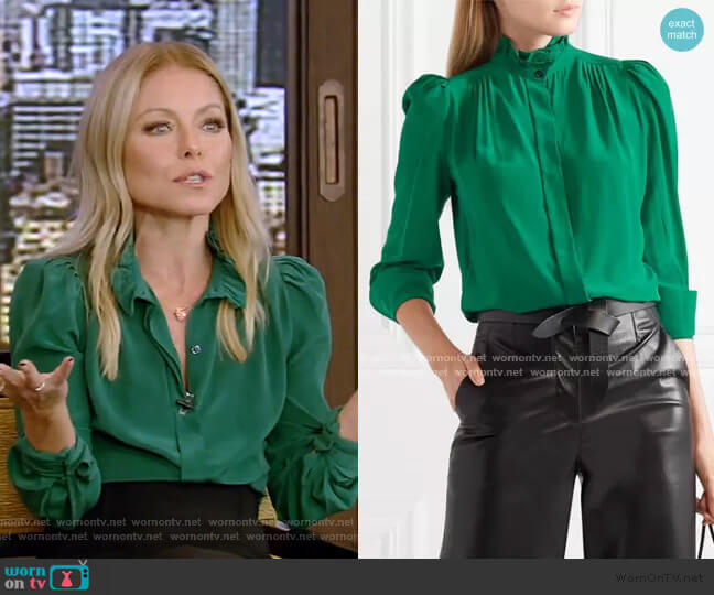 WornOnTV: Kelly’s green blouse and black pencil skirt on Live with ...