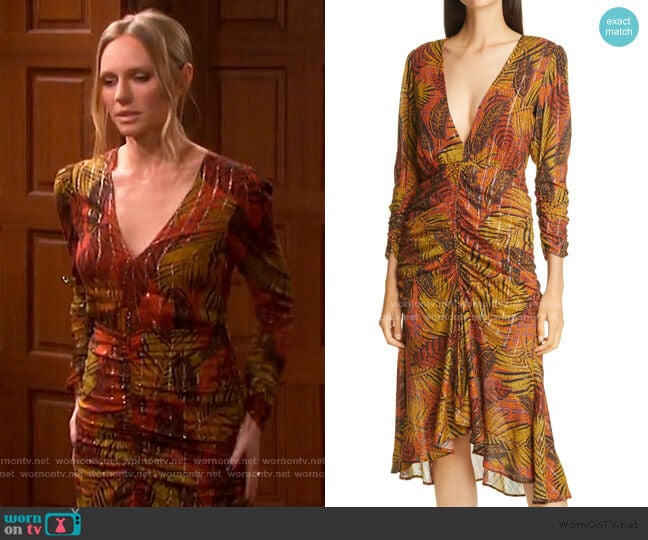 Crosby Ave Ruched Midi Dress by Le Superbe worn by Abigail Deveraux (Marci Miller) on Days of our Lives