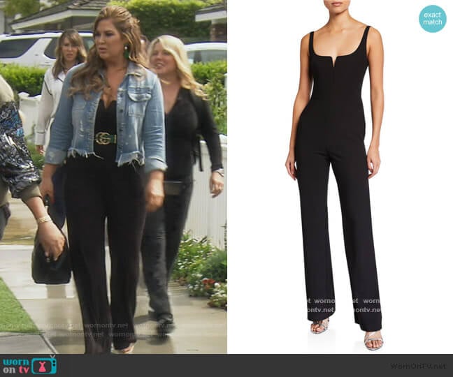 Constance Sleeveless Straight-Leg Jumpsuit by Likely worn by Emily Simpson on The Real Housewives of Orange County