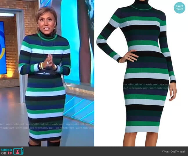 Lisa Striped Knit Turtleneck Dress by Staud worn by Robin Roberts on Good Morning America