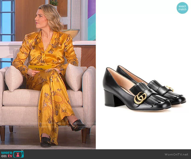 Marmont leather loafer pumps by Gucci worn by Amanda Kloots  on The Talk