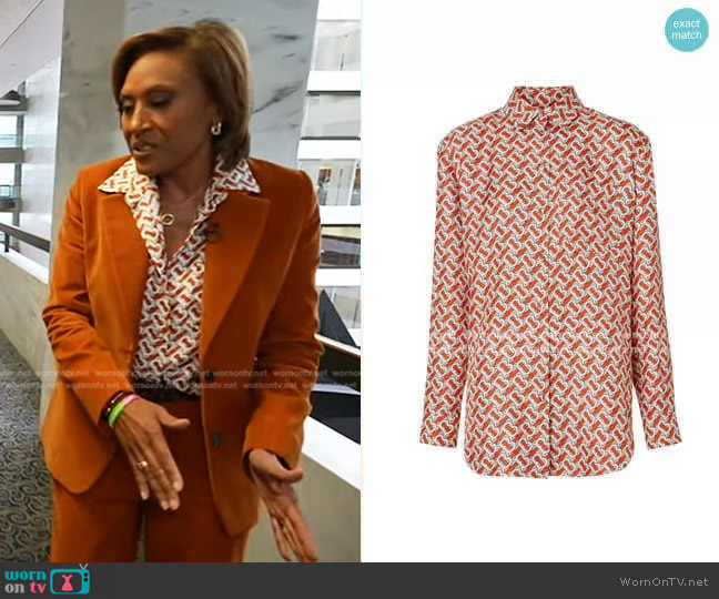 Monogram Print Shirt by Burberry worn by Robin Roberts on Good Morning America