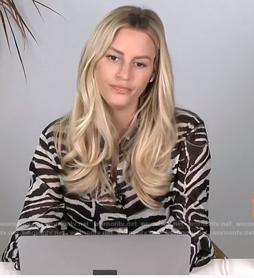 Morgan’s white zebra stripe blouse on E! News