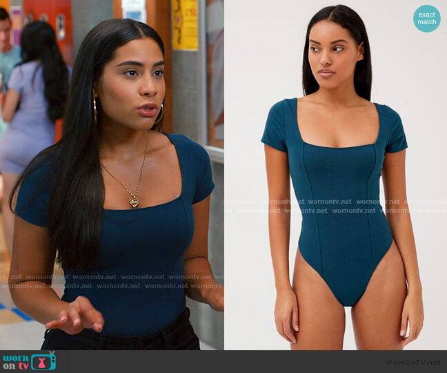 Susan Square Neck Bodysuit by Out From Under worn by Daisy (Haskiri Velazquez) on Saved By The Bell