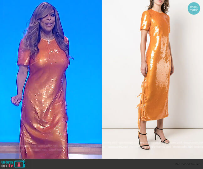 Sequined Tie-fastening Dress by Prabal Gurung worn by Wendy Williams on The Wendy Williams Show