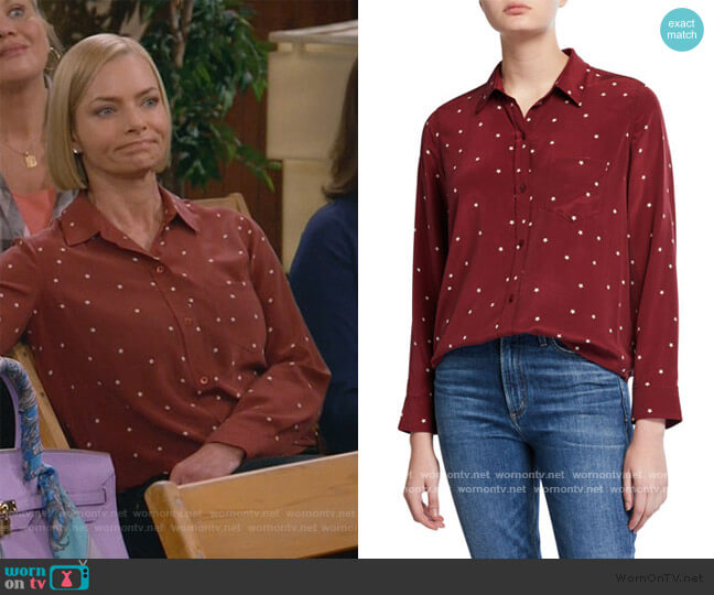 Kate Stars Silk Shirt by Rails worn by Jill Kendall (Jaime Pressly) on Mom
