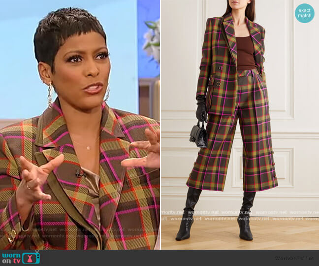 Double-breasted checked wool-drill blazer Ralph & Russo worn by Tamron Hall  on Tamron Hall Show