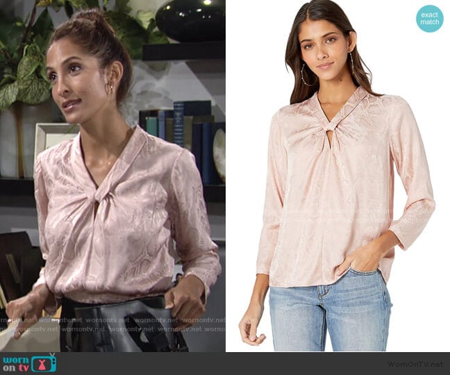 Long Sleeve Snake Jacquard Top by Rebecca Taylor worn by Lily Winters (Christel Khalil) on The Young & the Restless