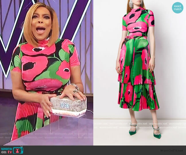 Poppy print top by Richard Quinn worn by Wendy Williams on The Wendy Williams Show