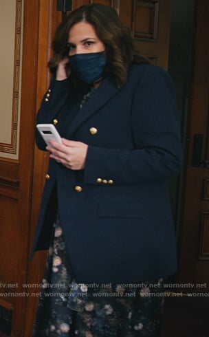 Sara’s navy double breasted blazer on All Rise