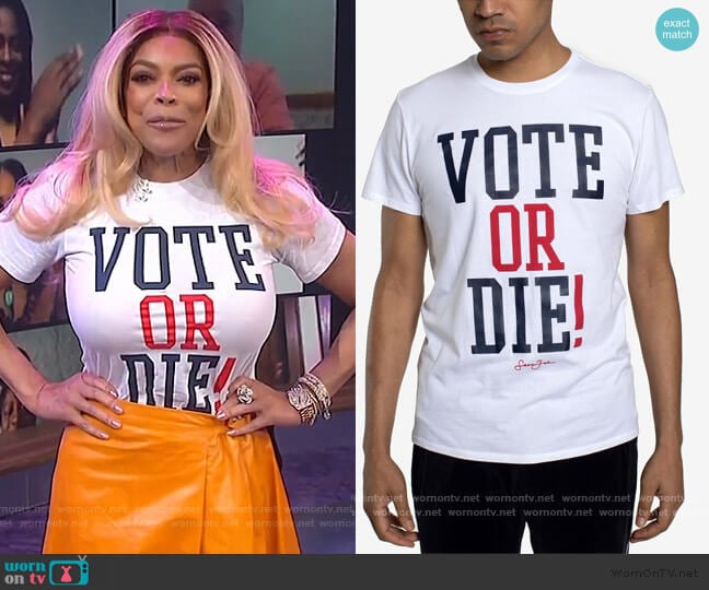 Vote or Die Tee by Sean John worn by Wendy Williams on The Wendy Williams Show