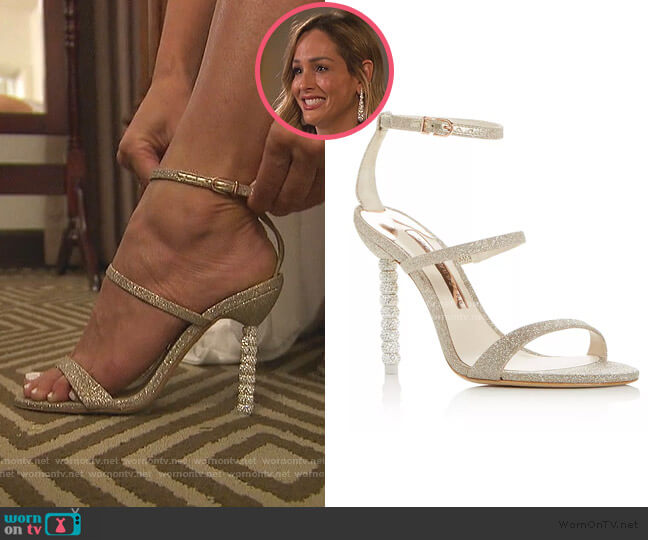 Rosalind Crystal 100 High-Heel Sandals by Sophia Webster worn by Clare Crawley on The Bachelorette