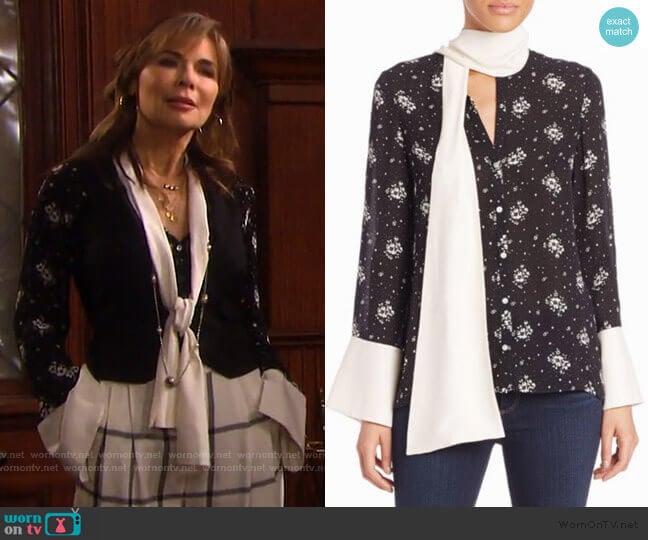 Stardust Rowan Silk Floral Top by Cinq a Sept worn by Kate Roberts (Lauren Koslow) on Days of our Lives