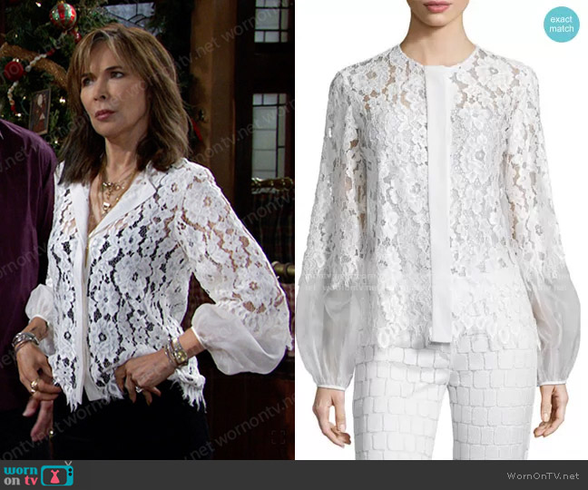 Sue Long-Sleeve Lace Blouse by Alexis worn by Kate Roberts (Lauren Koslow) on Days of our Lives